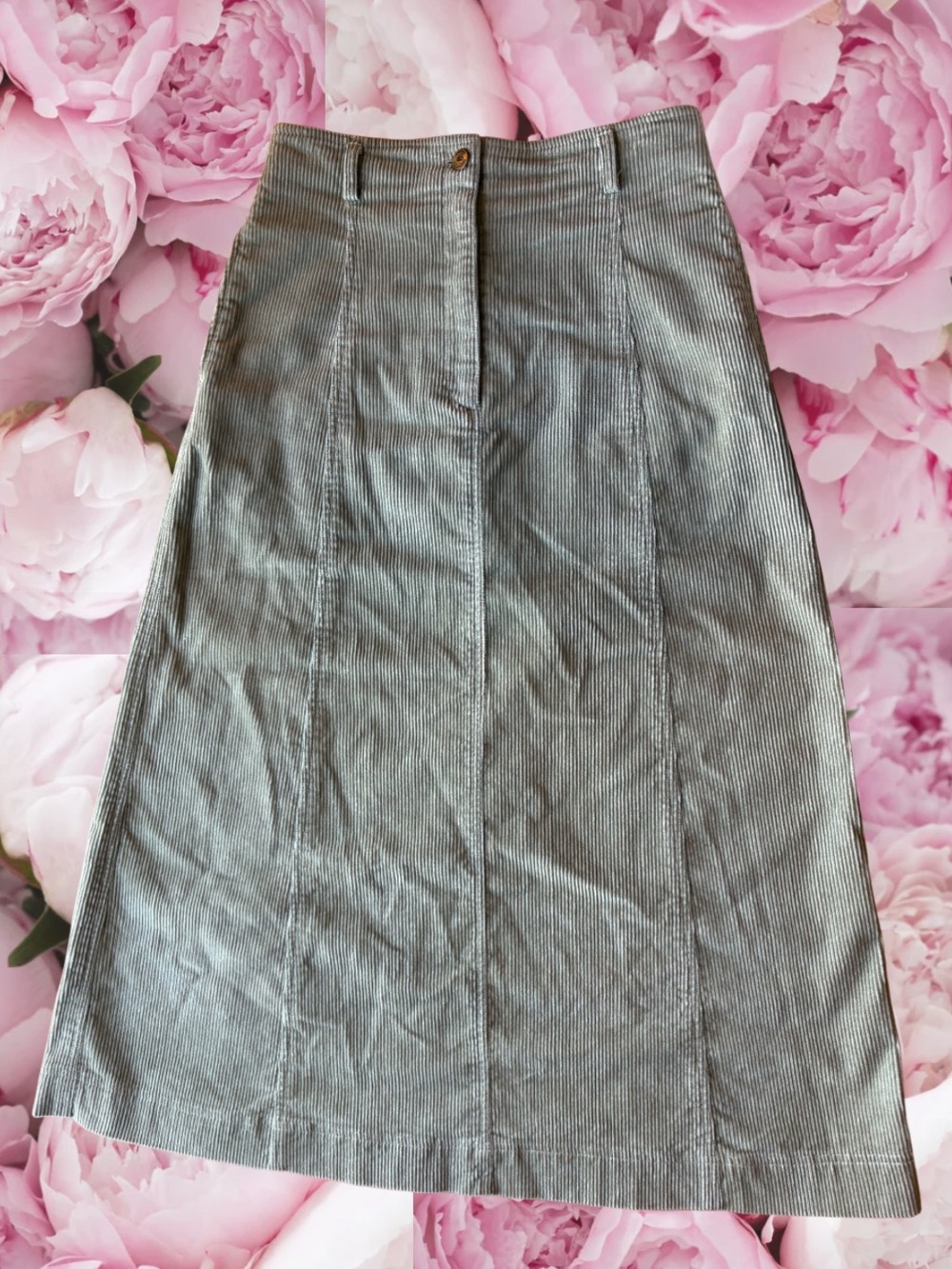 Corduroy Long Green Skirt Susan Bristol Casuals Size 10 - Picture 1 of 13